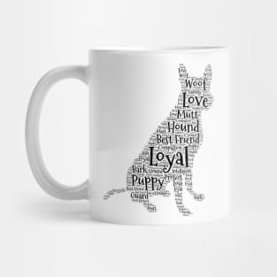 Sitting Dog Word Cloud Art Mug